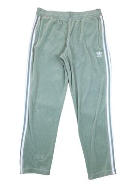 Adidas Green Velour 3 Stripe Joggers Size Large